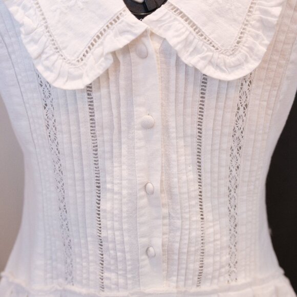 NWT White Lace sailor collar summer cotton dress Size Small - Picture 2 of 5